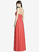 Rear View Thumbnail - Perfect Coral Ruffle-Trimmed Backless Maxi Dress - Britt