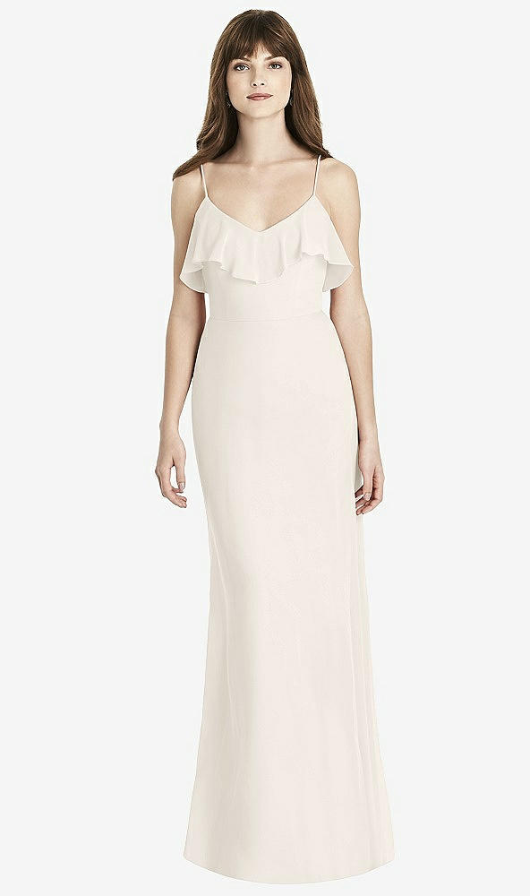 Front View - Ivory Ruffle-Trimmed Backless Maxi Dress - Britt