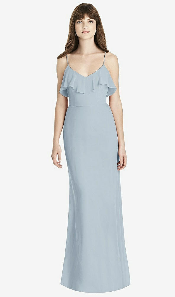 Front View - Mist Ruffle-Trimmed Backless Maxi Dress - Britt