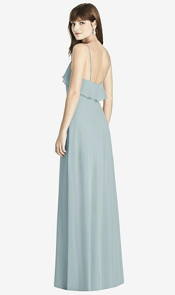 Back View - Morning Sky Ruffle-Trimmed Backless Maxi Dress - Britt