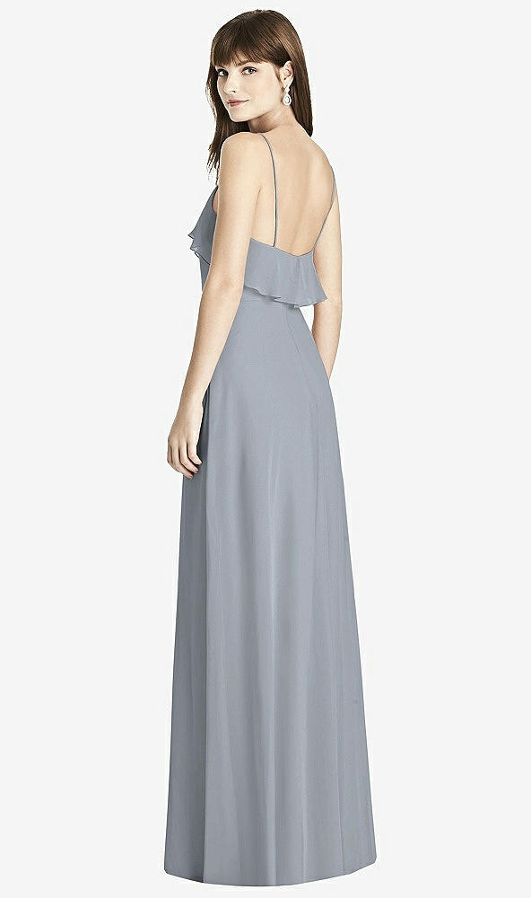 Back View - Platinum Ruffle-Trimmed Backless Maxi Dress - Britt