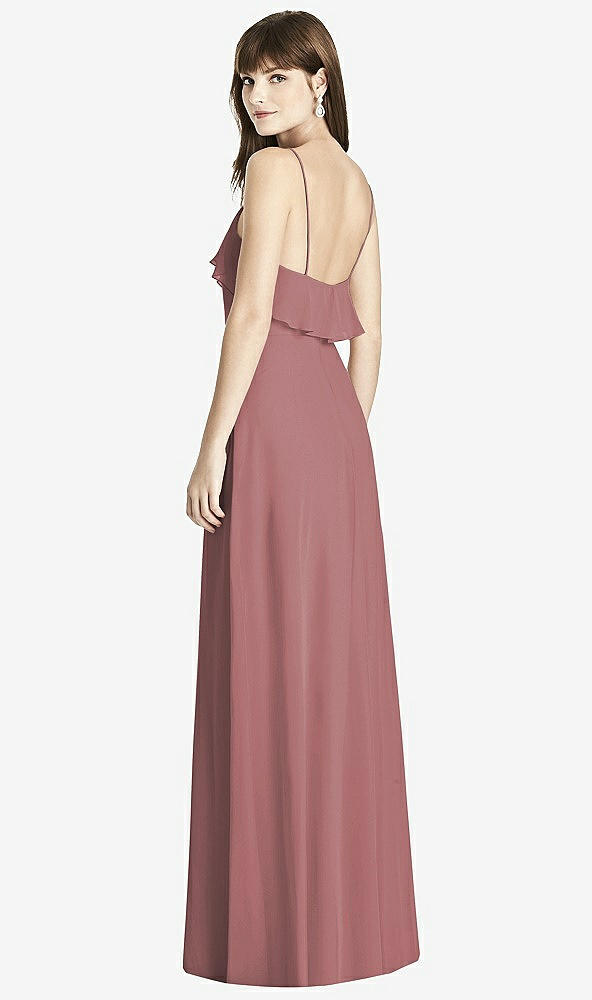Back View - Rosewood Ruffle-Trimmed Backless Maxi Dress - Britt