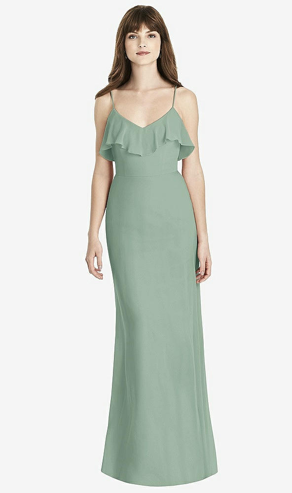 Front View - Seagrass Ruffle-Trimmed Backless Maxi Dress - Britt