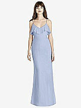 Front View Thumbnail - Sky Blue Ruffle-Trimmed Backless Maxi Dress - Britt