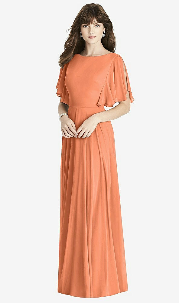 Front View - Sweet Melon Split Sleeve Backless Maxi Dress - Lila