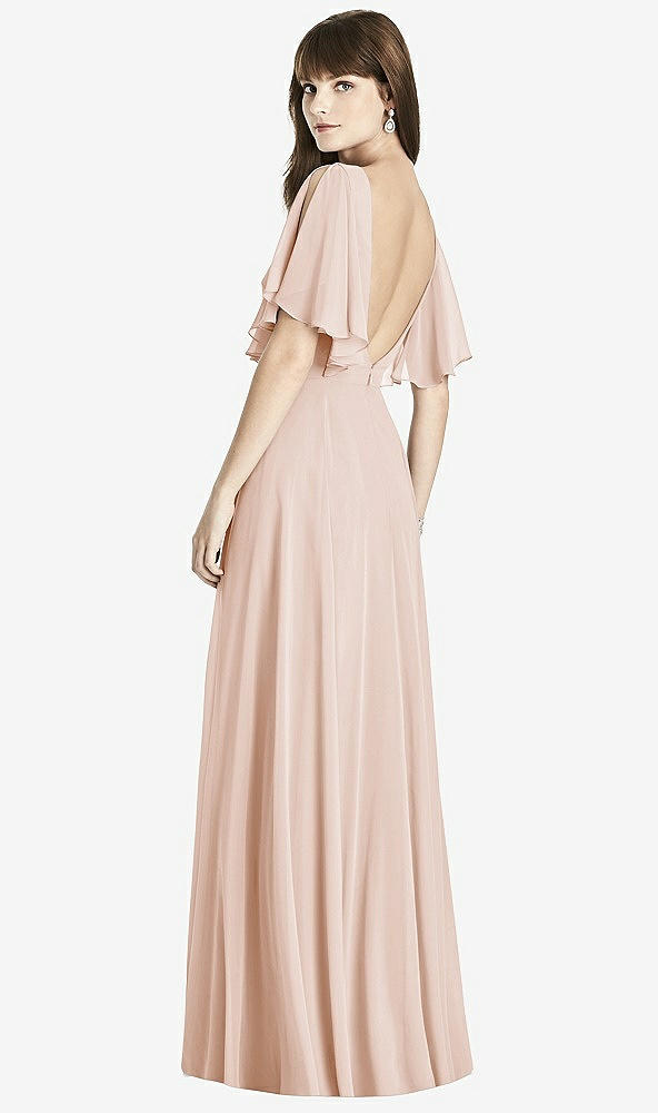 Back View - Cameo Split Sleeve Backless Maxi Dress - Lila