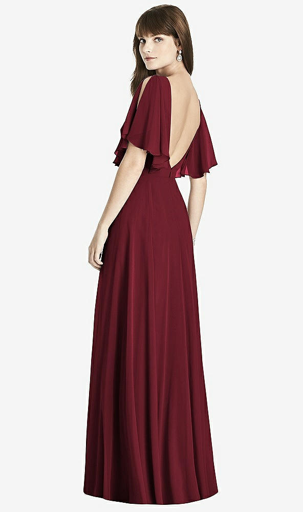 Back View - Cabernet Split Sleeve Backless Maxi Dress - Lila