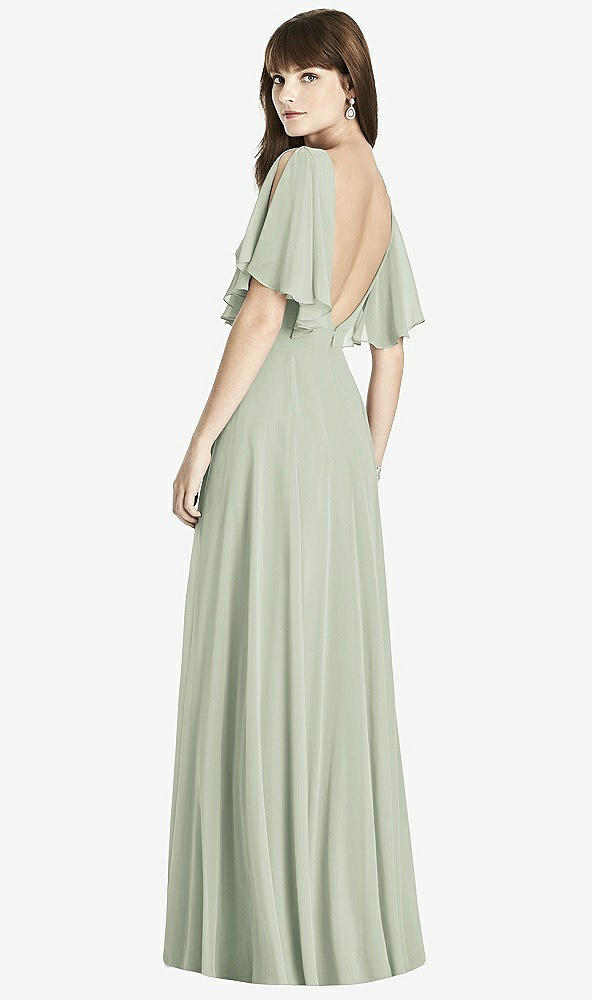Back View - Celadon Split Sleeve Backless Maxi Dress - Lila