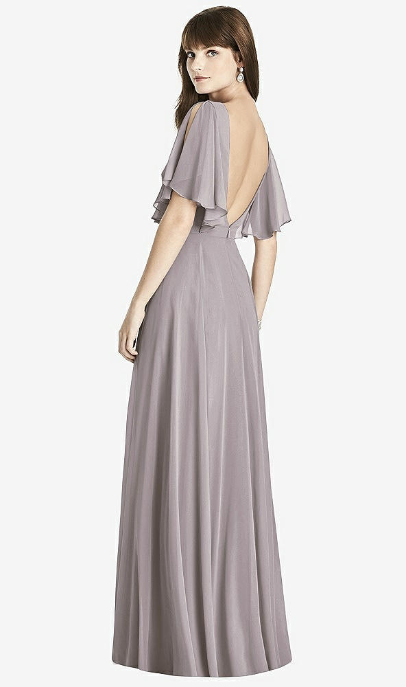 Back View - Cashmere Gray Split Sleeve Backless Maxi Dress - Lila