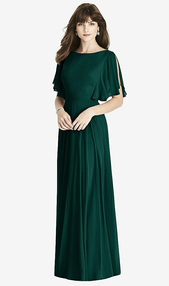 Front View - Evergreen Split Sleeve Backless Maxi Dress - Lila