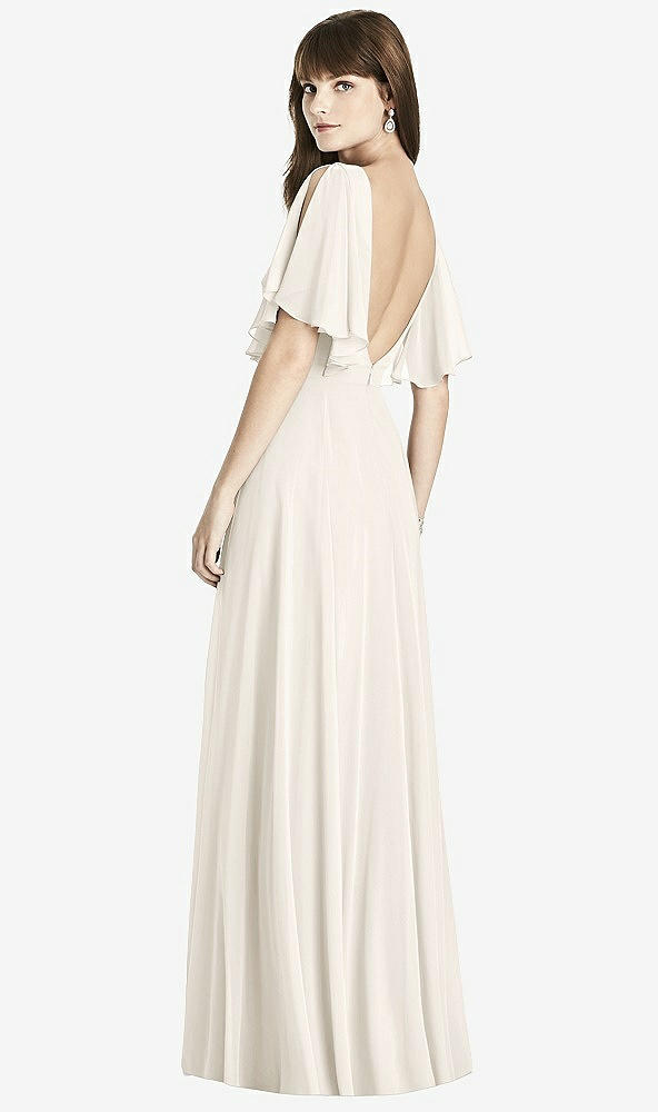 Back View - Ivory Split Sleeve Backless Maxi Dress - Lila