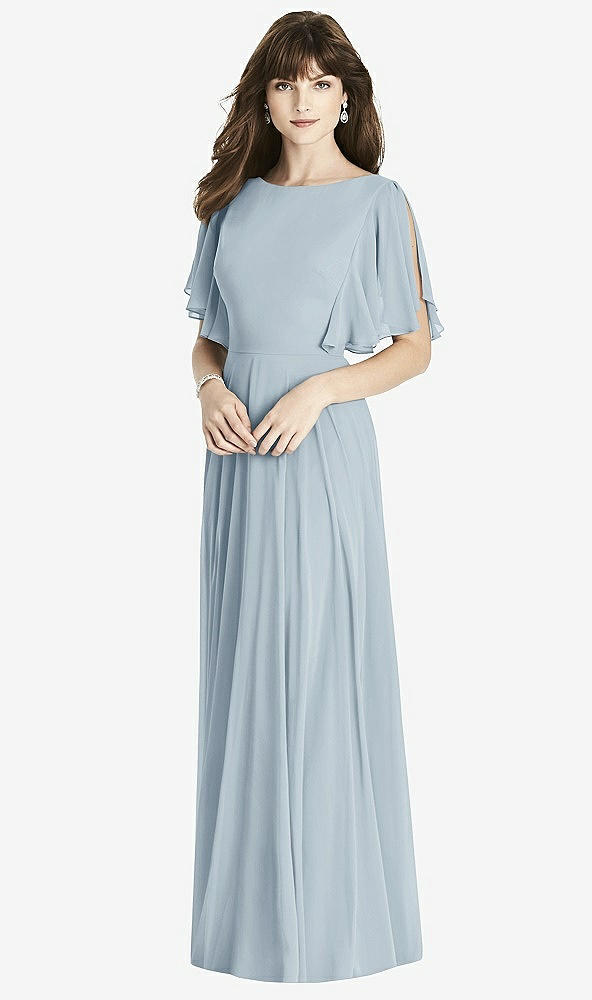 Front View - Mist Split Sleeve Backless Maxi Dress - Lila