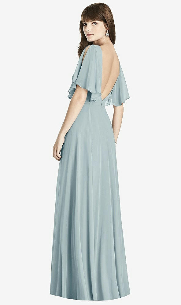 Back View - Morning Sky Split Sleeve Backless Maxi Dress - Lila