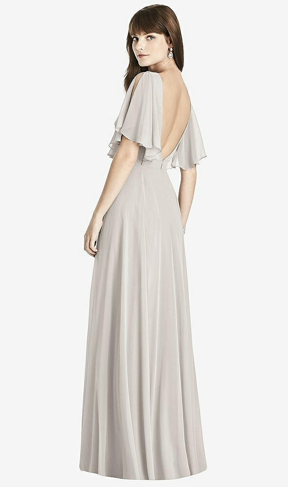 Back View - Oyster Split Sleeve Backless Maxi Dress - Lila