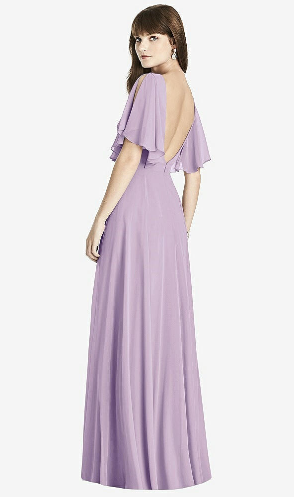 Back View - Pale Purple Split Sleeve Backless Maxi Dress - Lila