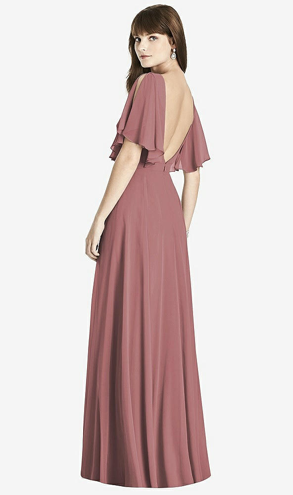Back View - Rosewood Split Sleeve Backless Maxi Dress - Lila