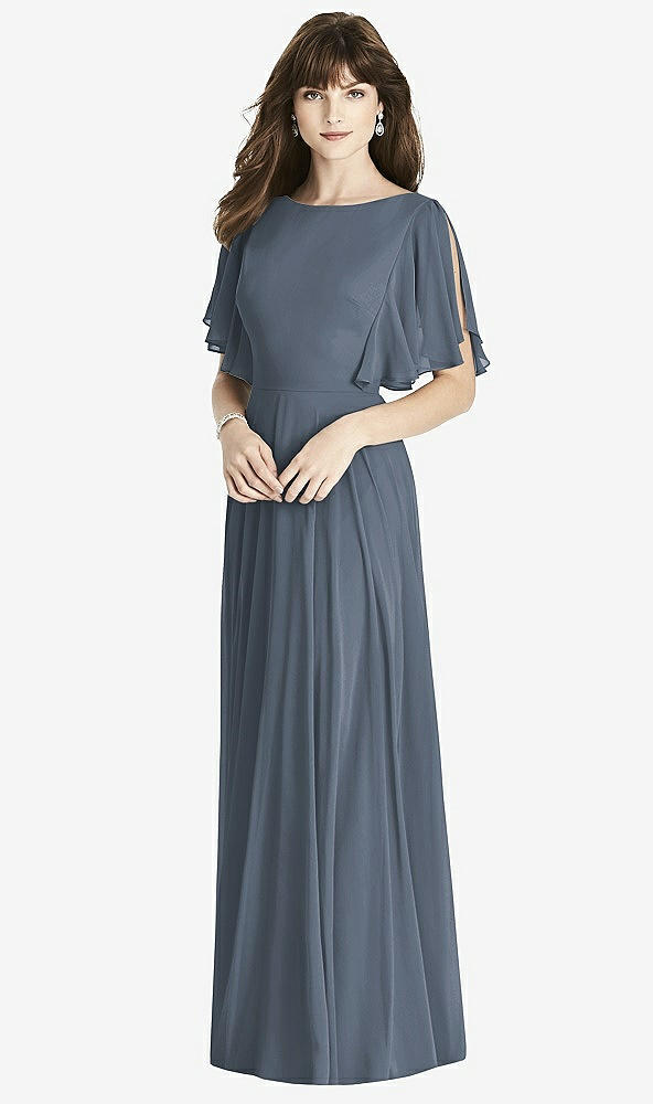 Front View - Silverstone Split Sleeve Backless Maxi Dress - Lila