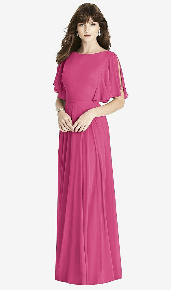 Front View - Tea Rose Split Sleeve Backless Maxi Dress - Lila