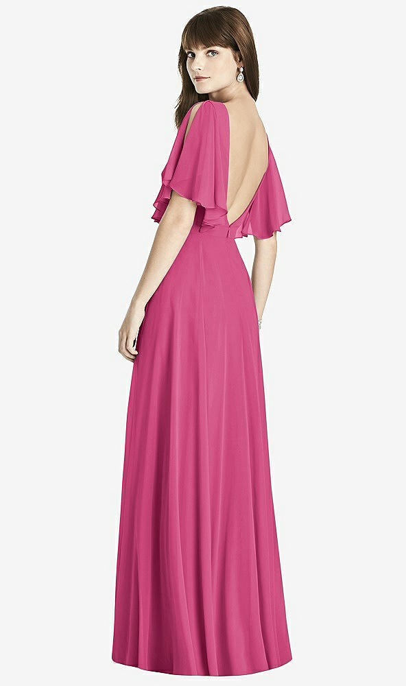 Back View - Tea Rose Split Sleeve Backless Maxi Dress - Lila