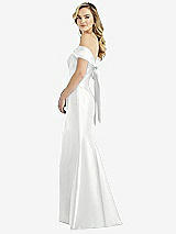 Front View Thumbnail - White Off-the-Shoulder Bow-Back Satin Trumpet Gown
