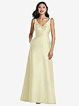 Front View Thumbnail - Butter Yellow Pleated Bodice Open-Back Maxi Dress with Pockets