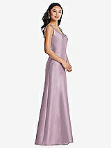 Side View Thumbnail - Suede Rose Pleated Bodice Open-Back Maxi Dress with Pockets