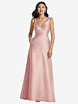 Front View Thumbnail - Rose Pleated Bodice Open-Back Maxi Dress with Pockets