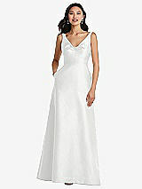 Front View Thumbnail - White Pleated Bodice Open-Back Maxi Dress with Pockets