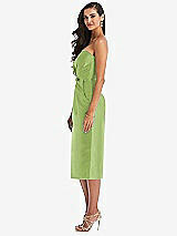 Side View Thumbnail - Mojito Strapless Bow-Waist Pleated Satin Pencil Dress with Pockets