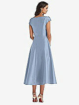 Rear View Thumbnail - Cloudy Puff Cap Sleeve Full Skirt Satin Midi Dress
