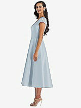 Side View Thumbnail - Mist Puff Cap Sleeve Full Skirt Satin Midi Dress