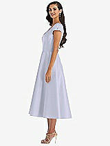 Side View Thumbnail - Silver Dove Puff Cap Sleeve Full Skirt Satin Midi Dress