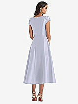 Rear View Thumbnail - Silver Dove Puff Cap Sleeve Full Skirt Satin Midi Dress