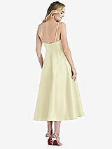 Rear View Thumbnail - Butter Yellow Spaghetti Strap Full Skirt Satin Midi Dress
