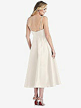 Rear View Thumbnail - Ivory Spaghetti Strap Full Skirt Satin Midi Dress