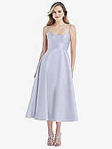 Front View Thumbnail - Silver Dove Spaghetti Strap Full Skirt Satin Midi Dress