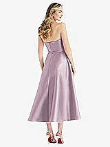 Rear View Thumbnail - Suede Rose Strapless Bow-Waist Full Skirt Satin Midi Dress
