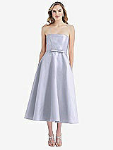 Front View Thumbnail - Silver Dove Strapless Bow-Waist Full Skirt Satin Midi Dress