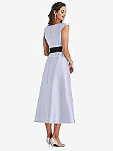 Rear View Thumbnail - Silver Dove & Black Off-the-Shoulder Bow-Waist Midi Dress with Pockets