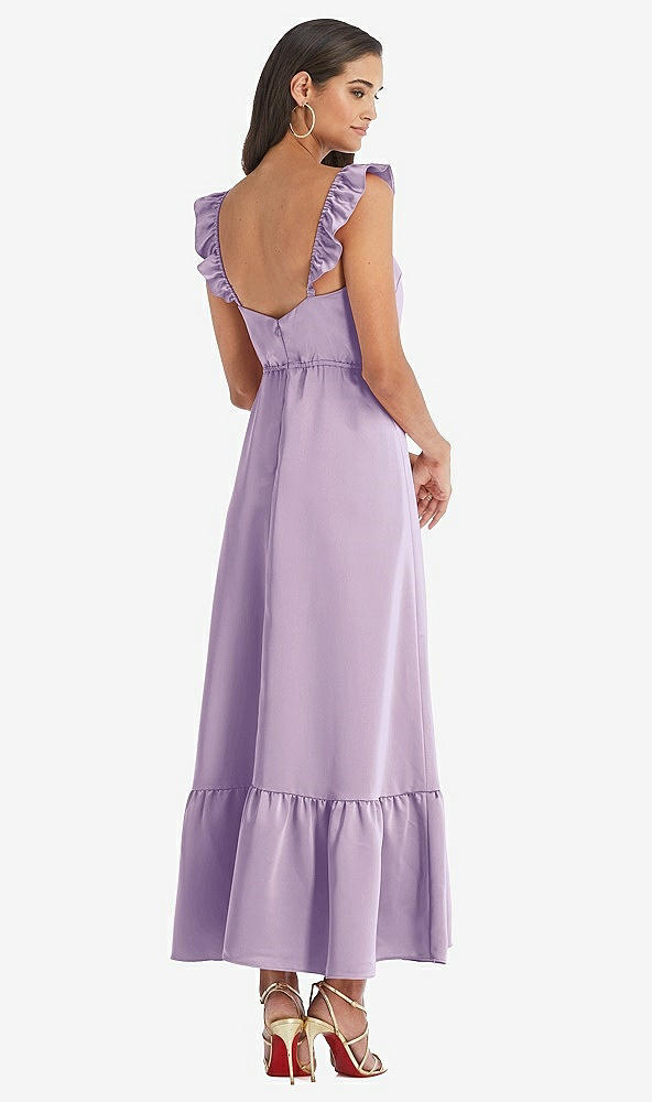 Back View - Pale Purple Ruffled Convertible Sleeve Midi Dress