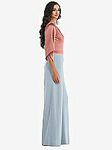 Side View Thumbnail - Mist & Desert Rose One-Shoulder Bell Sleeve Jumpsuit with Pockets