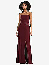 Front View Thumbnail - Cabernet Strapless Tuxedo Maxi Dress with Front Slit