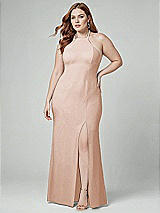 Alt View 1 Thumbnail - Cameo High-Neck Halter Dress with Twist Criss Cross Back