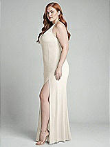Alt View 2 Thumbnail - Ivory High-Neck Halter Dress with Twist Criss Cross Back