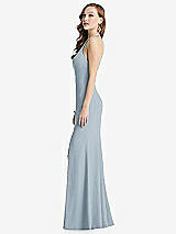 Side View Thumbnail - Mist High-Neck Halter Dress with Twist Criss Cross Back