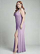 Alt View 2 Thumbnail - Pale Purple High-Neck Halter Dress with Twist Criss Cross Back 