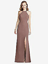 Rear View Thumbnail - Sienna High-Neck Halter Dress with Twist Criss Cross Back 