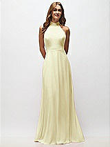 Alt View 5 Thumbnail - Butter Yellow High Neck Halter Backless Maxi Dress