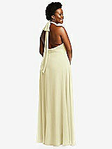 Rear View Thumbnail - Butter Yellow High Neck Halter Backless Maxi Dress