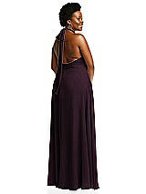 Alt View 4 Thumbnail - Deep Plum High Neck Halter Backless Maxi Dress